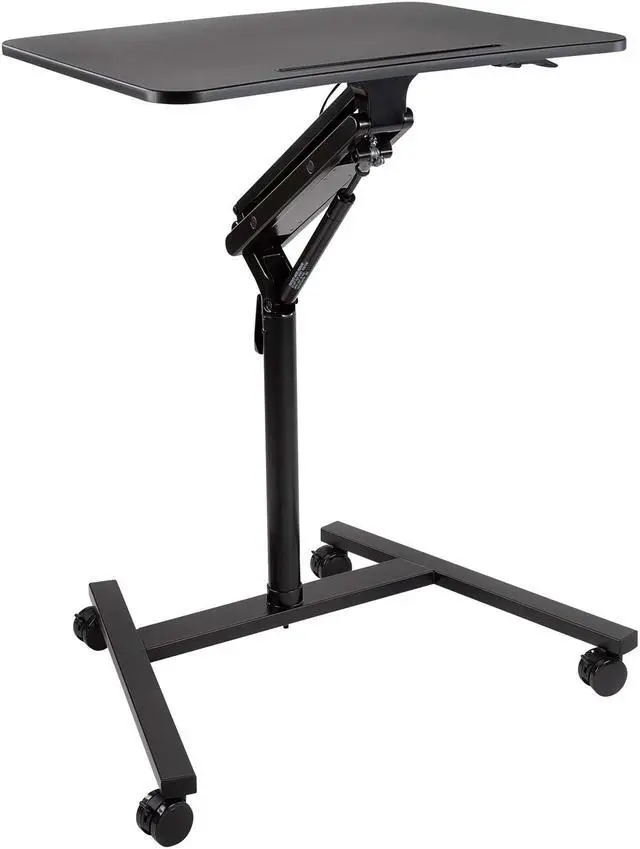 Alt view image 2 of 17 - Mount-It! Mobile Standing Laptop Desk | Height Adjustable Rolling Sit Stand Workstation with Casters |  27.5 Inch Wide