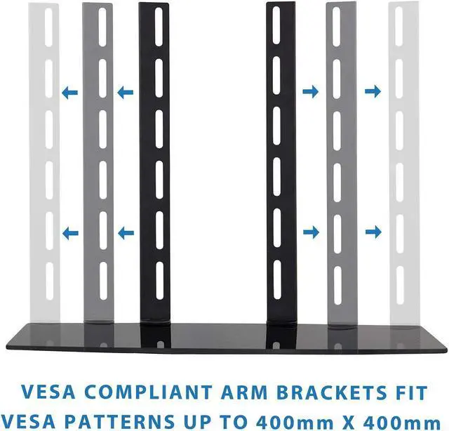 Alt view image 5 of 14 - Mount-It! TV Wall Mount Bracket for Cable Box DVD Player Stereo Components Shelf (1 Shelf) (MI-8401)