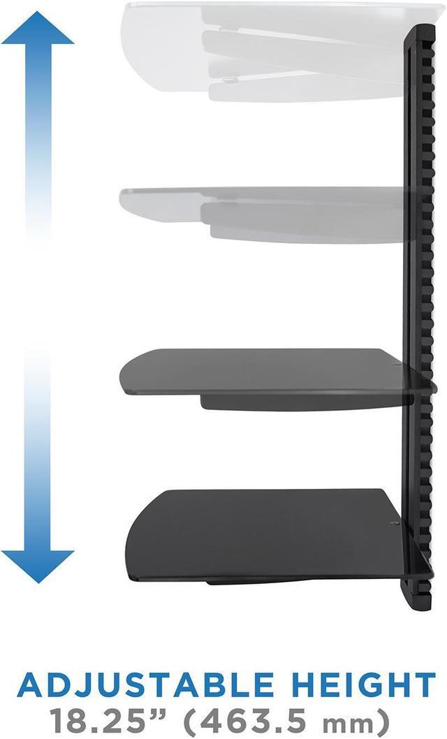 Alt view image 3 of 7 - Mount-It! Adjustable Floating Wall Mounted |Three Black Tempered Glass Shelves