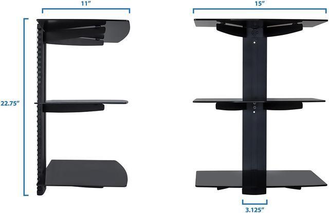 Alt view image 4 of 7 - Mount-It! Adjustable Floating Wall Mounted |Three Black Tempered Glass Shelves