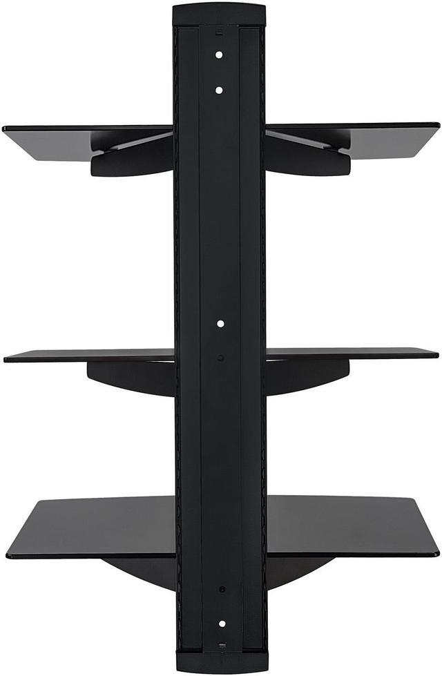Alt view image 5 of 7 - Mount-It! Adjustable Floating Wall Mounted |Three Black Tempered Glass Shelves