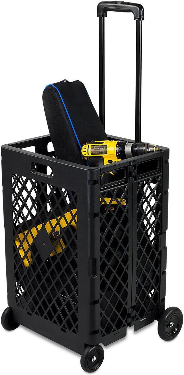 Alt view image 3 of 6 - Mount-It! Mesh Rolling Utility Cart | Folding and Collapsible Hand Crate on Wheels | 55 Lbs Capacity
