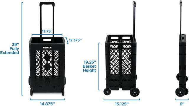 Alt view image 5 of 6 - Mount-It! Mesh Rolling Utility Cart | Folding and Collapsible Hand Crate on Wheels | 55 Lbs Capacity
