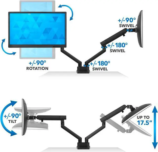 Alt view image 4 of 7 - Mount-It! Dual Monitor Arm Mount Desk Stand | Fits Up to 32" Screens