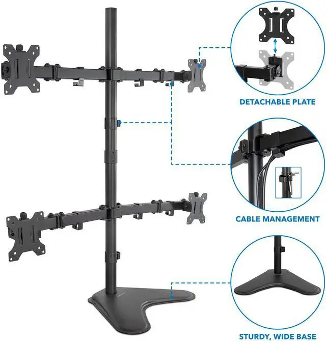 Alt view image 4 of 7 - Mount-It! Quad Monitor Stand| Fits Up to 32" Screens | 4 Screens Mount