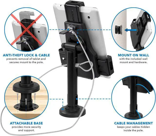 Alt view image 5 of 14 - Mount-It! Secure Universal Tablet POS Kiosk with Wall Bracket Add-on | Fits iPad 7.9"- 10.5" Tablets