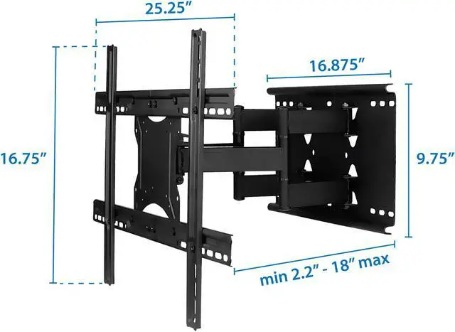 Alt view image 7 of 14 - Mount-It! Articulating Wall TV Mount 132 Lbs. Max. (MI-385)