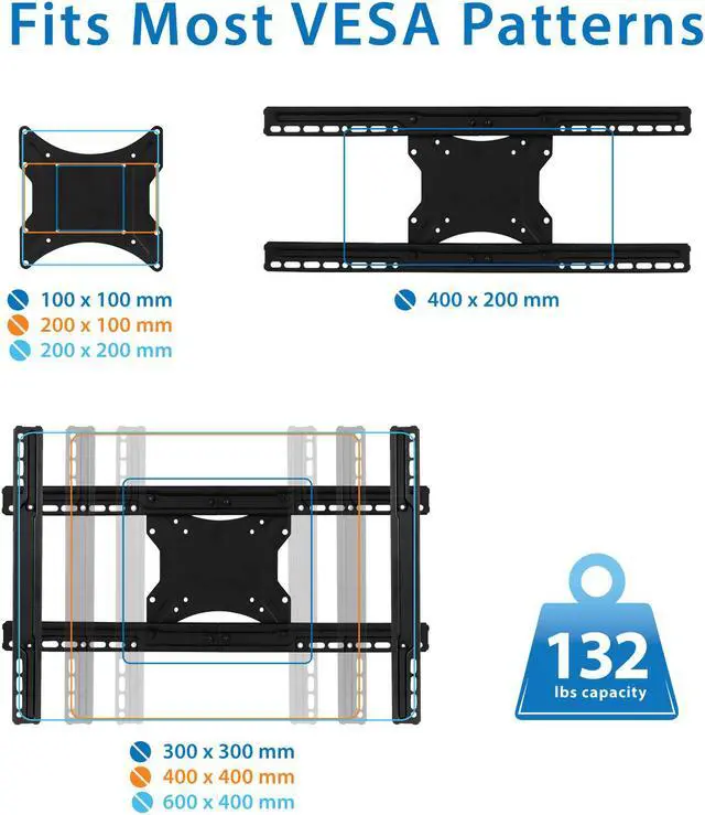 Alt view image 6 of 14 - Mount-It! Articulating Wall TV Mount 132 Lbs. Max. (MI-385)