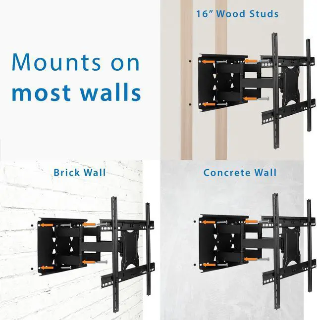 Alt view image 4 of 14 - Mount-It! Articulating Wall TV Mount 132 Lbs. Max. (MI-385)