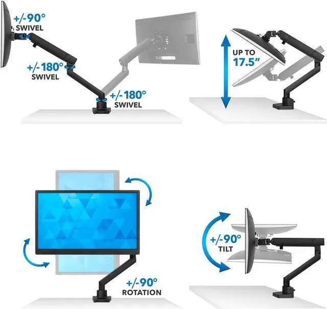 Alt view image 6 of 8 - Mount-It! Mount-lt! Adjustable Monitor Mount Up to 32" Black (MI-2671)