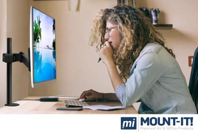 Alt view image 2 of 9 - Mount-It! Universal VESA Pole Mount with Articulating Arm | Fits 17 to 32 inch Monitors