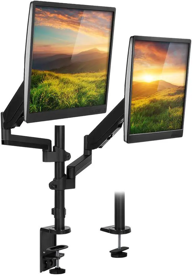 Alt view image 2 of 13 - Mount-It! Dual Monitor Arm Mount | Fits Up to 32" Screens | Vertical Stackable Arms