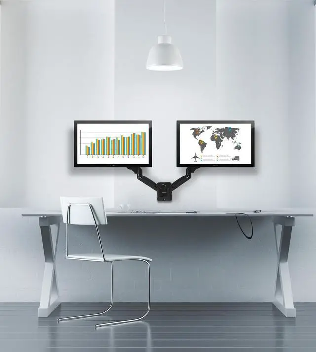 Alt view image 6 of 7 - Mount-It! VESA Dual Monitor Wall Mount Arms | Fits 19-27 Inch Computer Screens