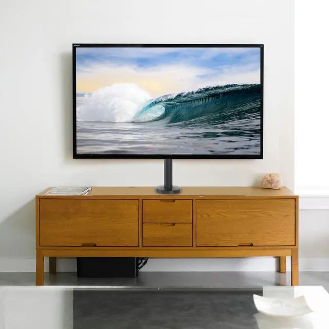 Alt view image 7 of 9 - Mount-It! Bolt Down TV Stand | Heavy Duty Swivel |Fits 32- 55 Inch TVs