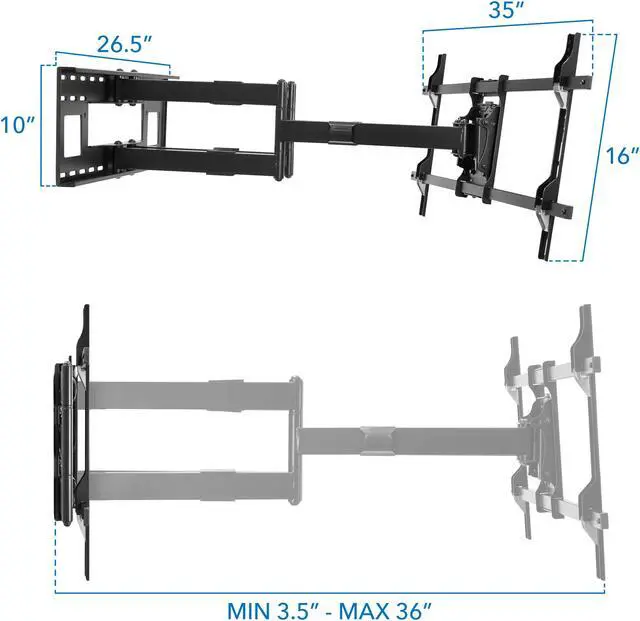 Alt view image 6 of 12 - Mount-It! Long Extension TV Mount | Fits Screen Sizes 50" to 90" TVs | 36 inch Arm Extension