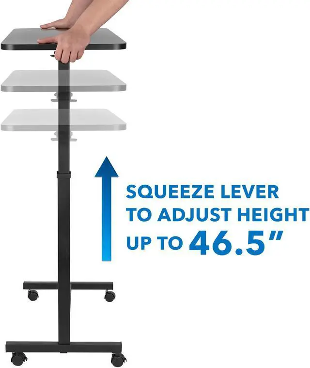 Alt view image 3 of 13 - Mount-It! Overbed Table with Wheels | Flat Rolling Bed Side Tray Table for Medical or in-Home Use | Locking Casters