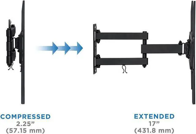 Alt view image 4 of 13 - Mount-It! Swivel TV Wall Mount Arm | 24 inch Extension | Fits 32" to 55" TVs