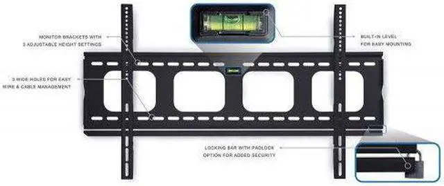 Alt view image 2 of 15 - Mount-It! Fixed TV Mount | Fits 55"-80" TVs | Low-Profile Wall Bracket