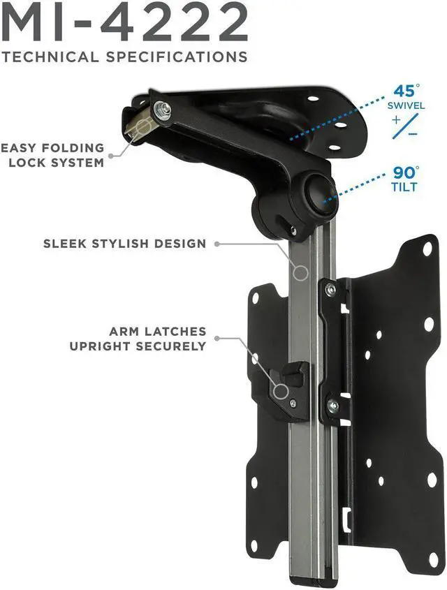 Alt view image 3 of 6 - Mount-It! Flip Down TV and Monitor Mount | Ceiling Kitchen Overhead and Under Cabinet Mount | Fits 13-37 Inch Screens