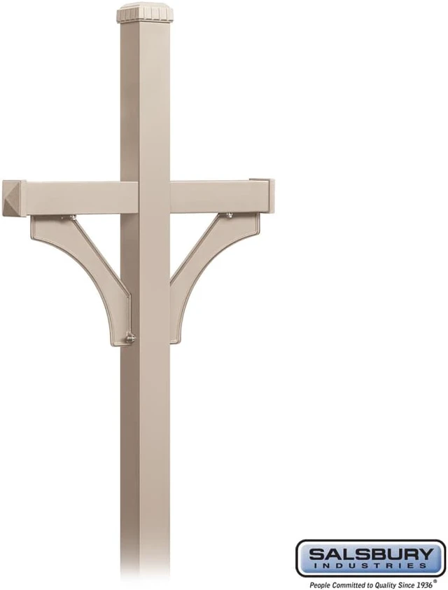 Alt view image 2 of 3 - Salsbury 4872BLK Deluxe Mailbox Post - 2 Sided for (2) Mailboxes - In-Ground Mounted - Black