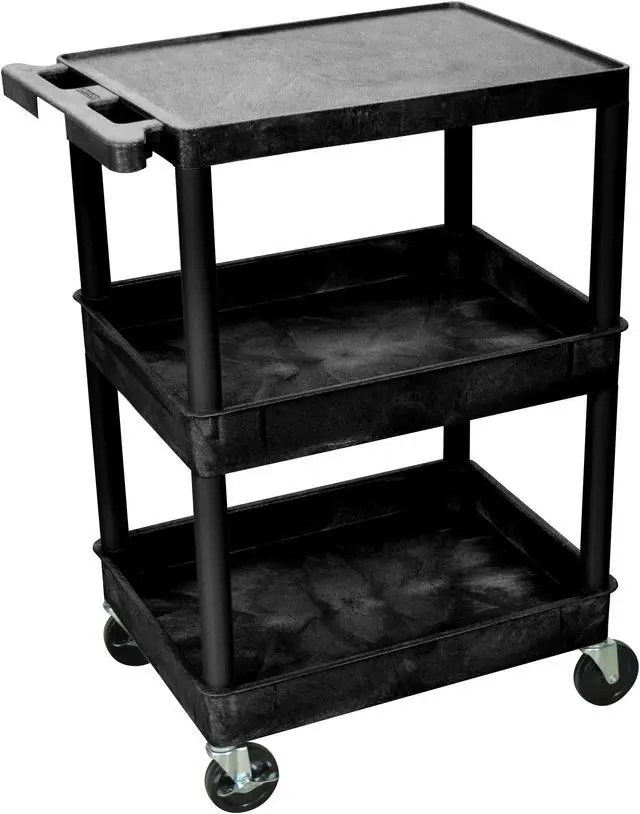 Alt view image 4 of 11 - Luxor STC211-B - Flat Top and Tub Middle/Bottom Shelf Cart