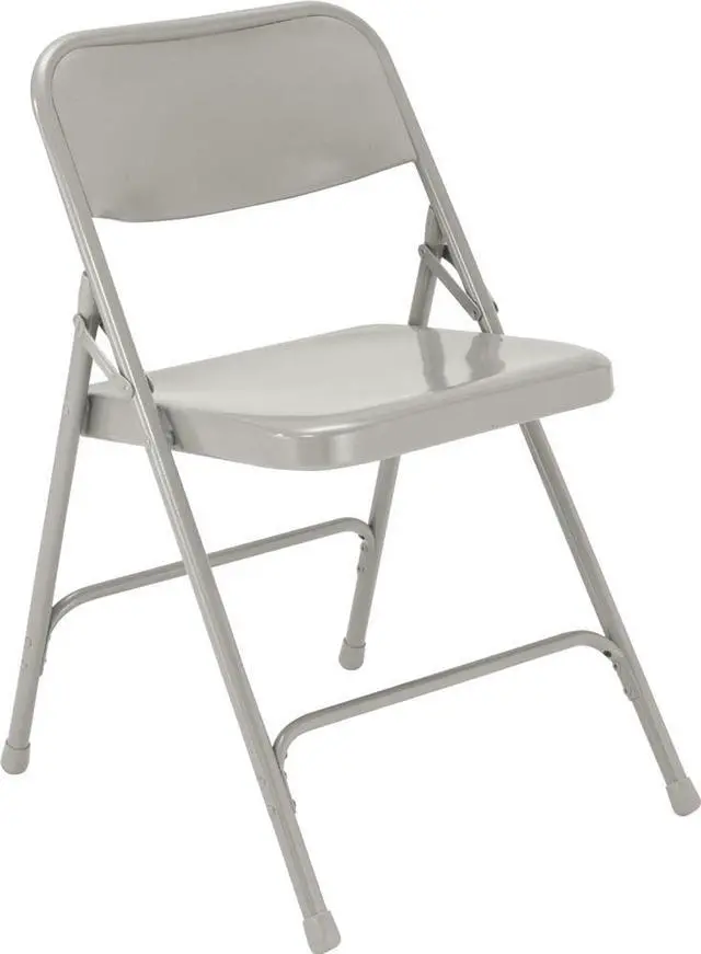 Alt view image 2 of 10 - NPS 202 Premium All-Steel Double Hinge Folding Chair - Supports Up to 500 lb - 17.25" Seat Height - Gray - 4/Carton