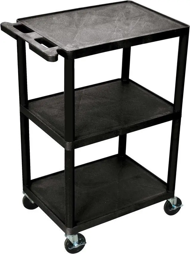 Alt view image 3 of 11 - Luxor HE42 3 Shelves Structural Foam Plastic Utility Cart Black