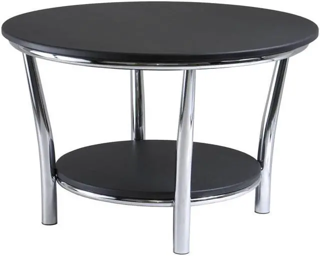 Alt view image 2 of 10 - Maya Round Coffee Table, Black Top, Metal Legs By Winsome Wood