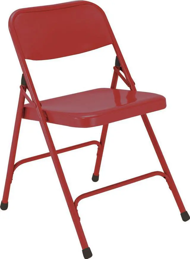 Alt view image 2 of 4 - NPS 240 Premium All-Steel Double Hinge Folding Chair - Supports Up to 500 lb, 17.25" Seat Height - Red - 4/Carton