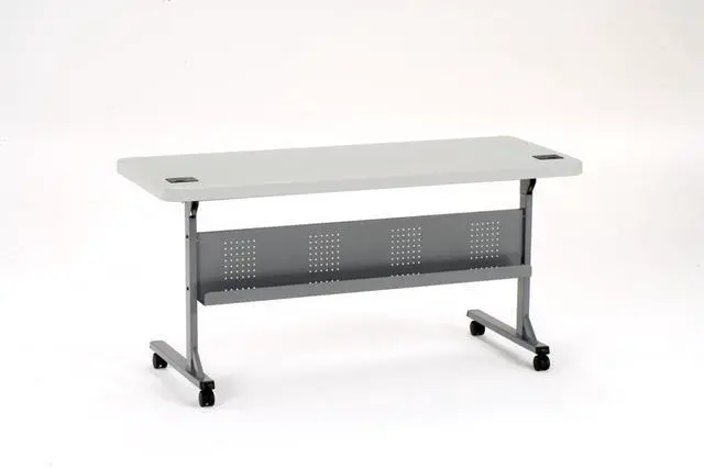 Alt view image 2 of 4 - NPS BPFT2460 Flip-N-Store Training Table - Rectangular - 24 x 60 x 29.5, Speckled Gray