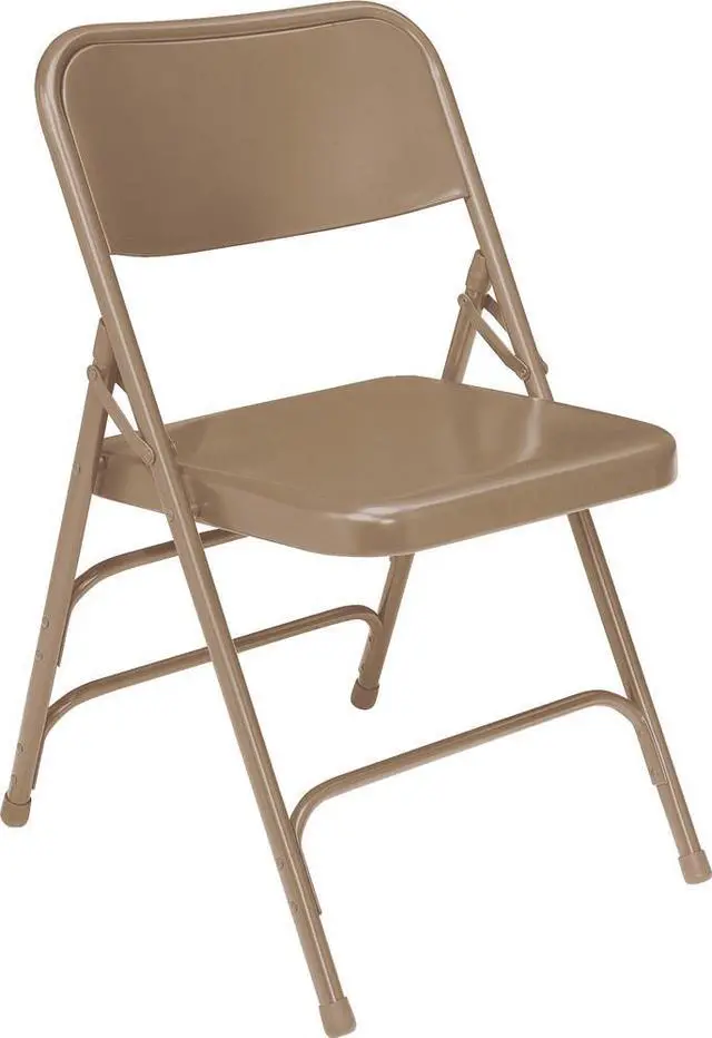 Alt view image 2 of 4 - NPS 301 Deluxe All-Steel Triple Brace Folding Chair - Supports Up to 480 lb - 17.25" Seat Height - Beige - 4/Carton