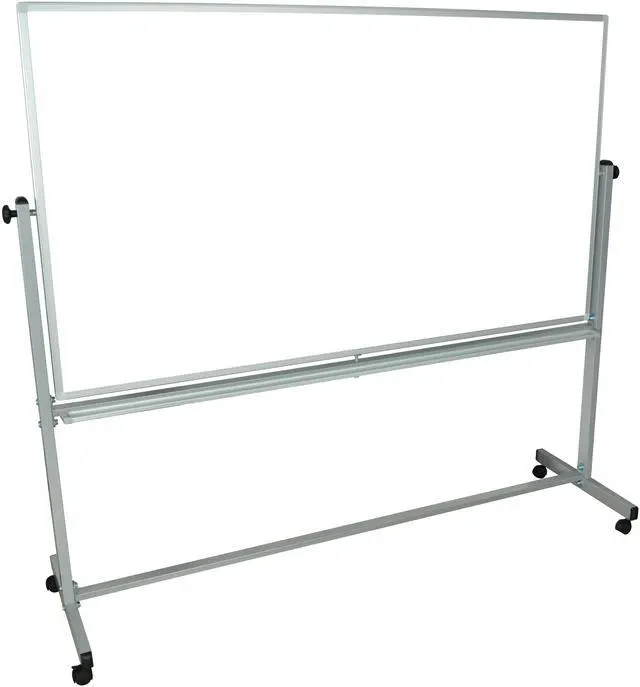 Alt view image 3 of 15 - Luxor Mobile 72"W x 40"H Dry Erase Double-Sided Magnetic Whiteboard with Aluminum Frame and Stand