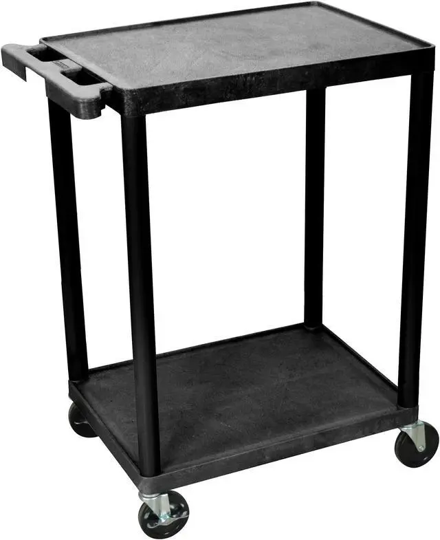 Alt view image 4 of 8 - Luxor HE32-B 2 Shelves Multipurpose Storage Plastic Utility Cart - Black
