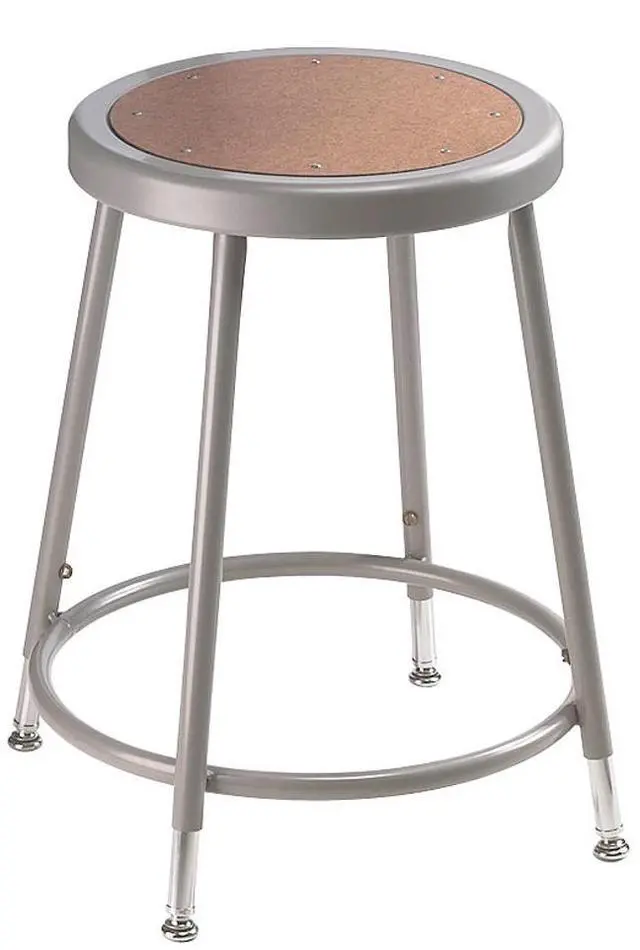 Main image of NPS 6218H 6200 Series Height Adjustable Heavy Duty Steel Stool - Backless - Supports 500lb - 19" to 27" Seat Height - Brown Seat, Gray Base