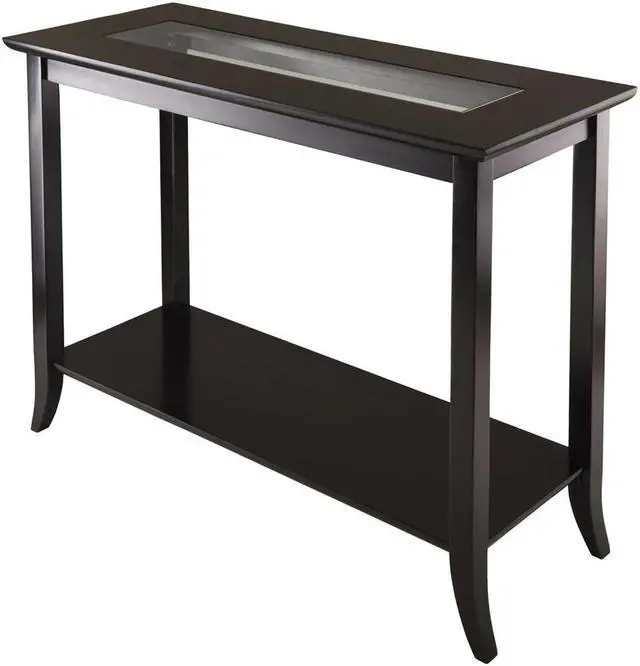 Main image of Winsome Wood Genoa Rectangular Console Hall Table With Glass And Storage Shelf