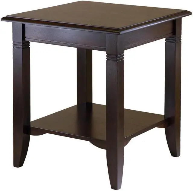 Alt view image 2 of 13 - Winsome Nolan Solid / Composite Wood End Table With Shelf - Cappuccino Finish