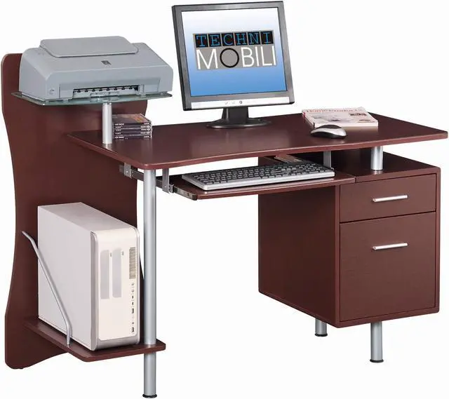 Main image of Deluxe Stylish Ergonomic Computer Desk with Two Drawer - Chocolate