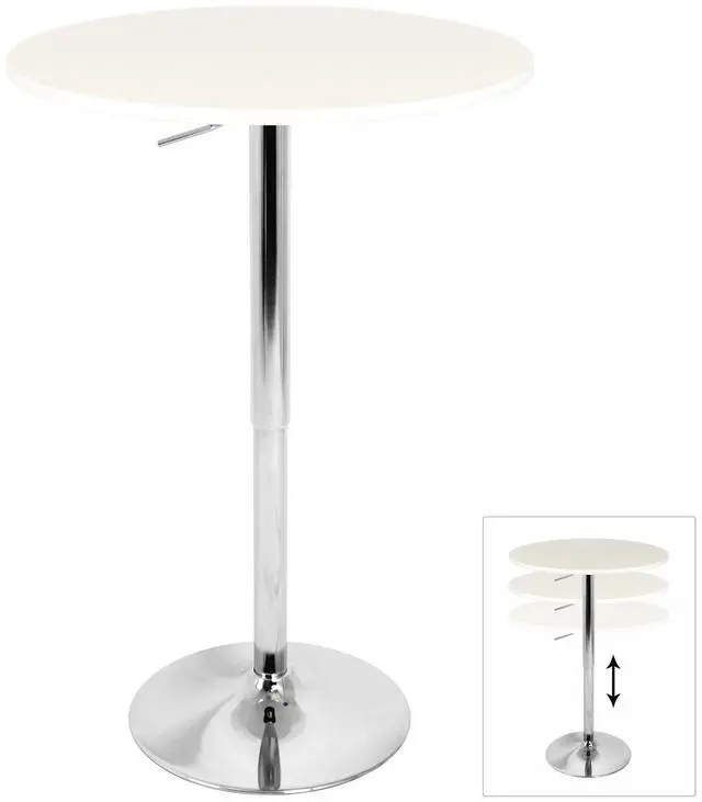 Alt view image 2 of 13 - LumiSource Adjustable Bar Table w/ White Top BT-ADJ23TW W