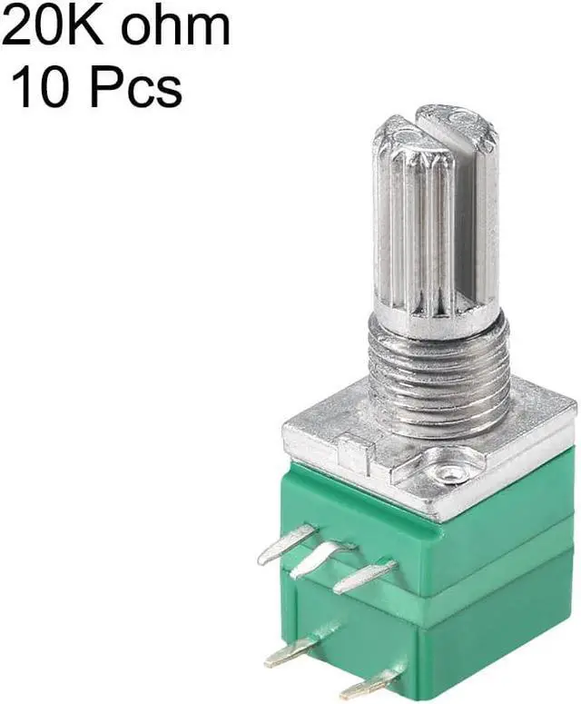 Alt view image 2 of 3 - Potentiometer With Switch B20K Ohm Variable Resistors Single Turn Rotary Carbon Film Taper RV097NS 10pcs