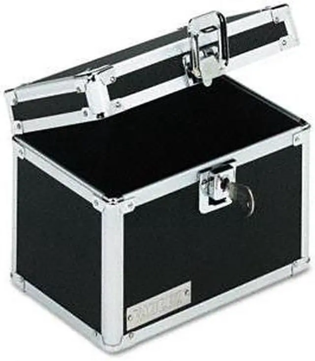 Main image of Vaultz Locking Index Card File with Flip Top Holds 450 4 x 6 Cards Black VZ01171