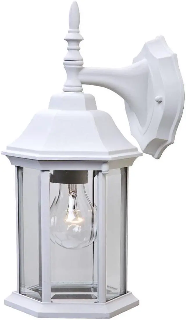 Alt view image 2 of 3 - Acclaim Lighting 5182TW Craftsman 2 1 Light 13" Height Outdoor Wall Sconce, Textured White / Clear Beveled Glass
