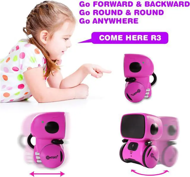 Alt view image 5 of 10 - Contixo R1 Kids Mini Talking Robot Voice Controlled, Sings & Dance, Funny for Adults & Family, Interactive Children's Toy for Boys, Girls, Infants & Toddlers (Pink)