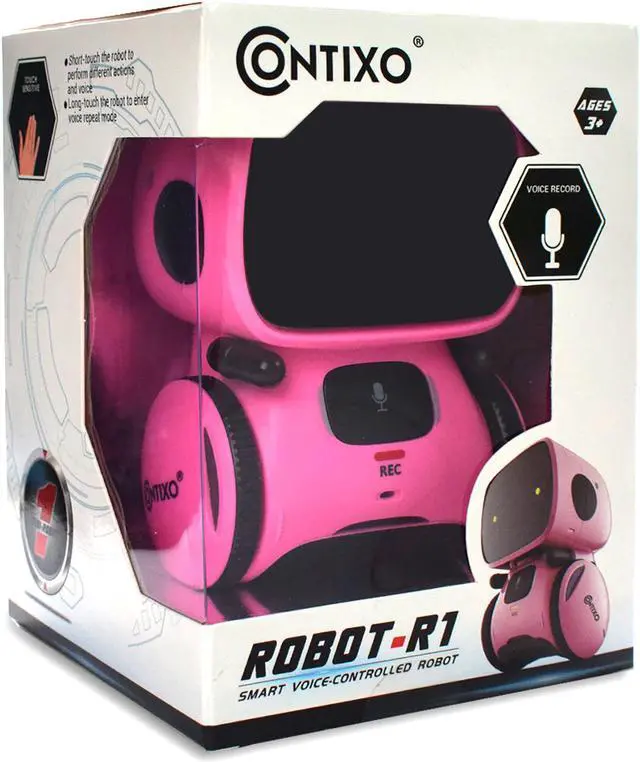 Alt view image 6 of 10 - Contixo R1 Kids Mini Talking Robot Voice Controlled, Sings & Dance, Funny for Adults & Family, Interactive Children's Toy for Boys, Girls, Infants & Toddlers (Pink)