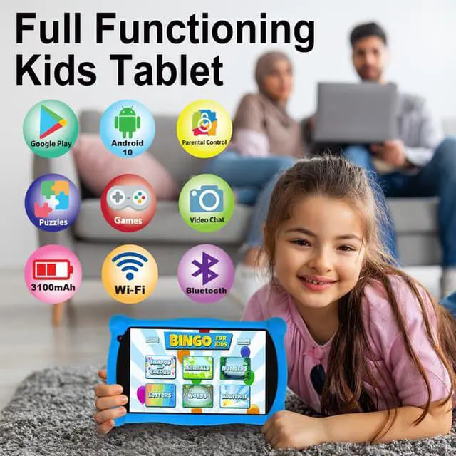 Alt view image 6 of 6 - Contixo Kids Tablet V10, 7-inch HD, Ages 3-7, Toddler Tablet with Camera, Parental Control 32GB, Wi-Fi, Learning Tablet for Children with Teacher's Approved Apps, Kid-Proof Case & Stylus, Blue