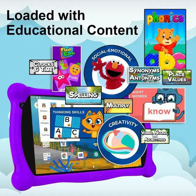 Alt view image 3 of 7 - Contixo Kids Tablet V10, 7-inch HD, Toddler Tablet with Camera, 32GB, WiFi, Learning Tablet for Children with Teacher's Approved Apps, Kid-Proof Case & Stylus, Purple