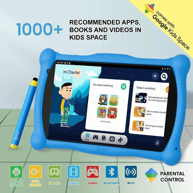 Alt view image 5 of 6 - Contixo Kids Tablet V10, 7-inch HD, Ages 3-7, Toddler Tablet with Camera, Parental Control 32GB, Wi-Fi, Learning Tablet for Children with Teacher's Approved Apps, Kid-Proof Case & Stylus, Blue