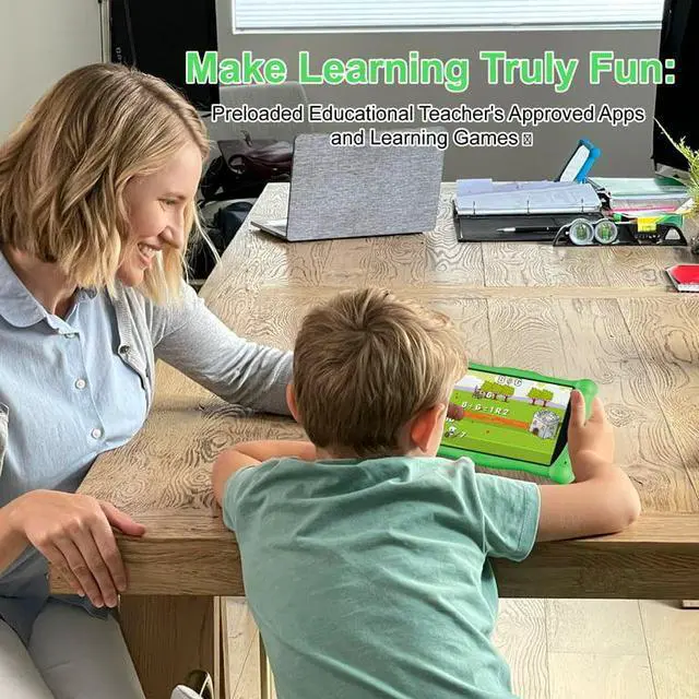Alt view image 4 of 7 - Kids Tablet with Teacher Approved Apps ($150 Value), Contixo 7-inch IPS HD Learning Tablet for Children, WiFi, Android, 2GB RAM 32GB ROM, Protective Case with Kickstand and Stylus, age 3-7, V10 Green