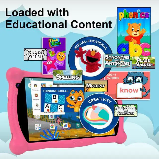 Alt view image 4 of 7 - Contixo Kids Tablet V10, 7-inch HD, Ages 3-7, Toddler Tablet with Camera, Parental Control, 32GB, Wi-Fi, Learning Tablet for Children with Teacher's Approved Apps, Kid-Proof Case & Stylus,  Pink