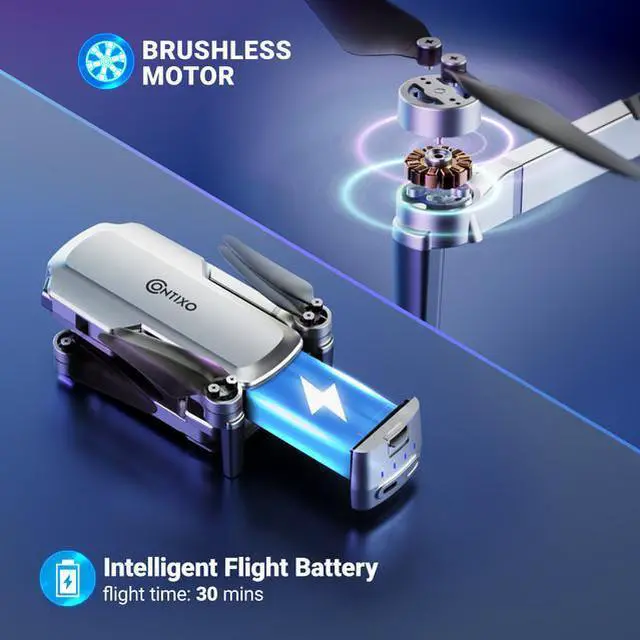 Alt view image 3 of 6 - Contixo F28 Foldable GPS Drone 2K FHD Camera with GPS Control and Selfie Mode - Follow Me, Way Point, & Orbit Mode Up to 25 Mins Flight Time, FPV Drone Compatible with Mobile, With Carrying Case