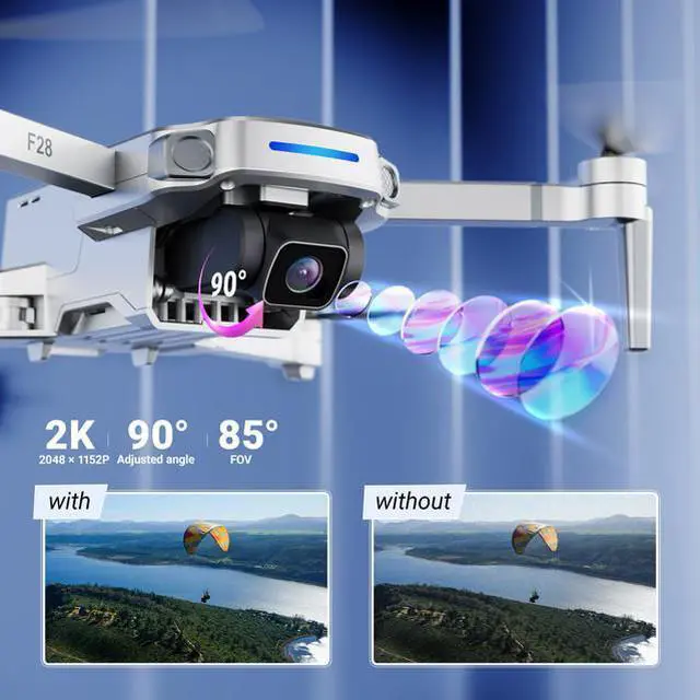 Alt view image 5 of 6 - Contixo F28 Foldable GPS Drone 2K FHD Camera with GPS Control and Selfie Mode - Follow Me, Way Point, & Orbit Mode Up to 25 Mins Flight Time, FPV Drone Compatible with Mobile, With Carrying Case